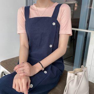 Sleeveless Buttoned Long Wrap Dress