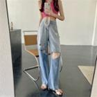 Distressed Ombre Wide Leg Jeans