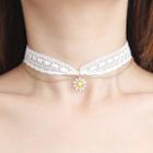 Alloy Flower Lace Choker White - One Size