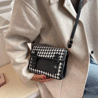 Houndstooth Satchel Bag