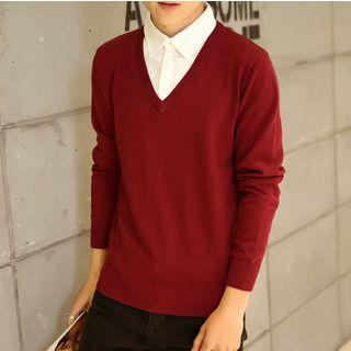 Mock Two Piece Collared Sweater
