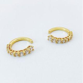 Rhinestone Sterling Silver Cuff Earring 1 Pair - Eh1233 - Gold - One Size