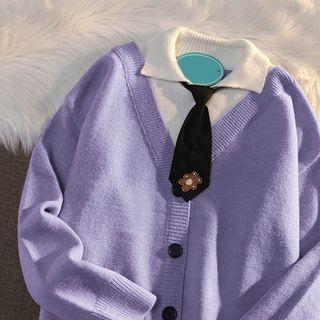 Mock Two-piece Knit Collared Top
