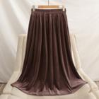Elastic Waist Fleece Midi Skirt