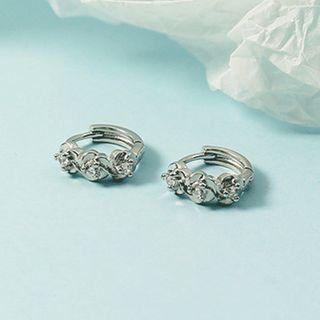 Rhinestone Hoop Earring 1 Pair - Hoop Earring - Rhinestone - Silver - One Size