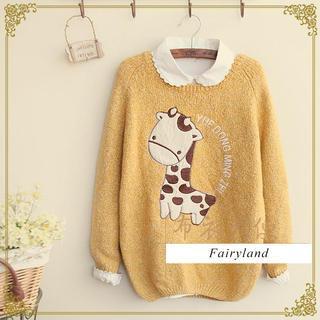 Giraffe Appliqu M Lange Knit Sweater