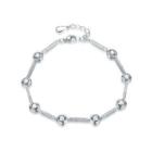 Simple 925 Sterling Silver Bracelet With White Austrian Element Crystal Silver - One Size