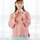 3/4-sleeve Sweater Pink - One Size