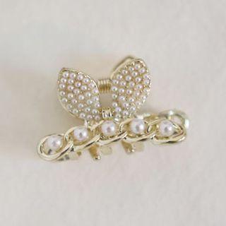 Rabbit Faux Pearl Hair Clamp Mini - Gold - One Size