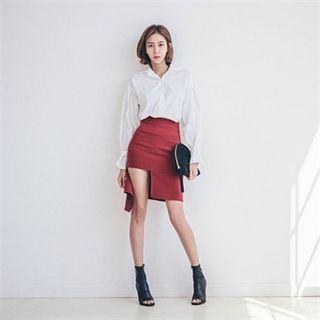 Cutout-hem H-line Mini Skirt