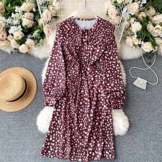 Round-neck Floral Balloon Dress