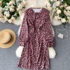 Round-neck Floral Balloon Dress