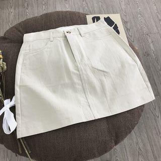 Crinkled A-line Mini Skirt