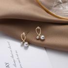 Faux Pearl Dangle Earring 1 Pair - 925 Silver Earrings - Gold - One Size