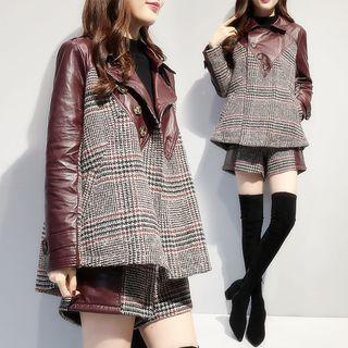 Set: Plaid Panel Button Jacket + Shorts