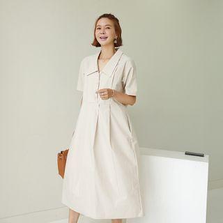 Chelsea-collar Pleated Long Dress