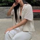 Short-sleeve Lace Crochet Shirt