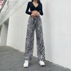 Zebra Print High-waist Wide-leg Pants