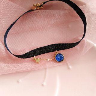 Glitter Pendant Velvet Choker 1 Piece - Necklace - One Size