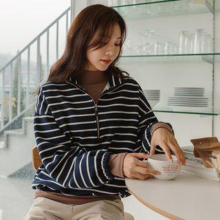 Stripe Napped Anorak Sweatshirt