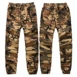 Elastic Waist Camouflage Jogger Pants