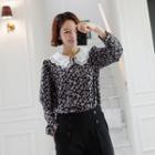 Lace-collar Floral Print Top One Size