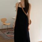 Halter Neck Midi A-line Dress Black - One Size