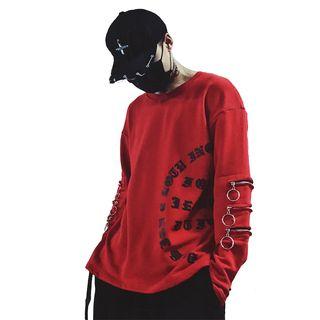 Zip Detail Printed Sweatshirt