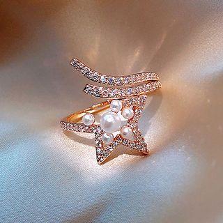 Rhinestone Heart Open Ring As Shown In Figure - One Size