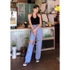 Cut-away Wide-leg Jeans