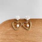 Heart Drop Earring Silver Earring - Gold - One Size