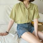 Plain Loose-fit Short-sleeve Shirt