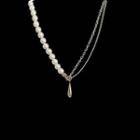 Pendant Faux Pearl Alloy Necklace Silver - One Size