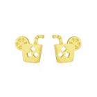 Sterling Silver Plated Gold Fashion Cute Summer Drink Stud Earrings Golden - One Size