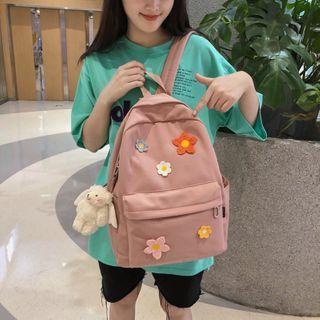 Flower Embroidered Nylon Backpack / Bag Charm