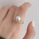 Faux Pearl Rhinestone Alloy Open Ring Ring - Gold - One Size