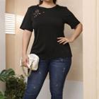Short-sleeve Crew-neck Cut Out Top