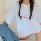 Loose-fit Short Sleeve Ripped Lettering T-shirt