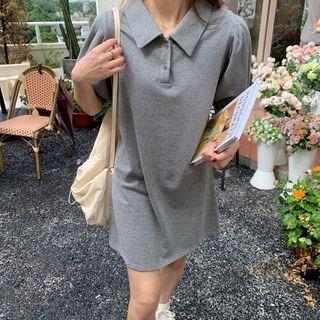 Puff-sleeve Mini A-line Polo Dress