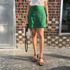 Seam-detail Linen Skirt