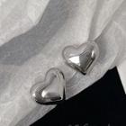 Polished Heart Earring 1 Pair - S925 Silver - Silver - One Size