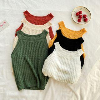 Halter-neck Cable Knit Top