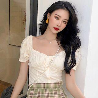 Short-sleeve Square-neck Top / Mini A-line Skirt