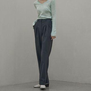Fleece-lined Loose-fit Dress Pants