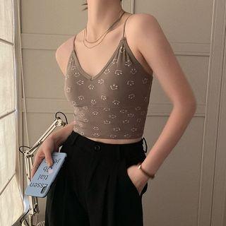 V-neck Smiley Face Print Camisole Top