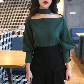 Cut Out 3/4-sleeve Blouse