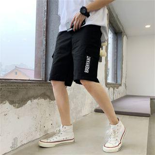 Lettering Straight-cut Cargo Shorts