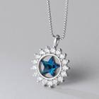 Star Rhinestone Pendant Sterling Silver Necklace S925 Sterling Silver - 1 Pc - Silver - One Size