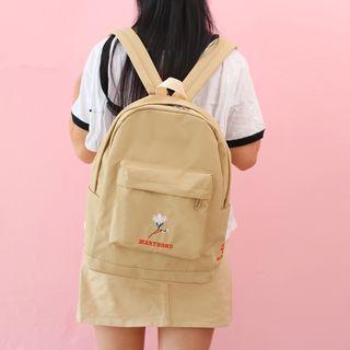 Floral Embroidered Oxford Backpack