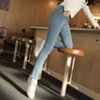 Hidden Band-waist Fleece-lined Slim-fit Pants